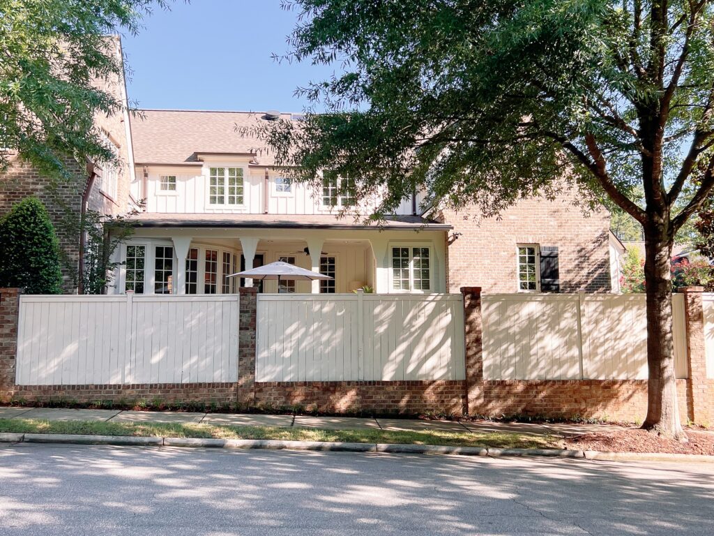 Wood Privacy Fence with Brick Columns Franklin and Nashville Fence Company